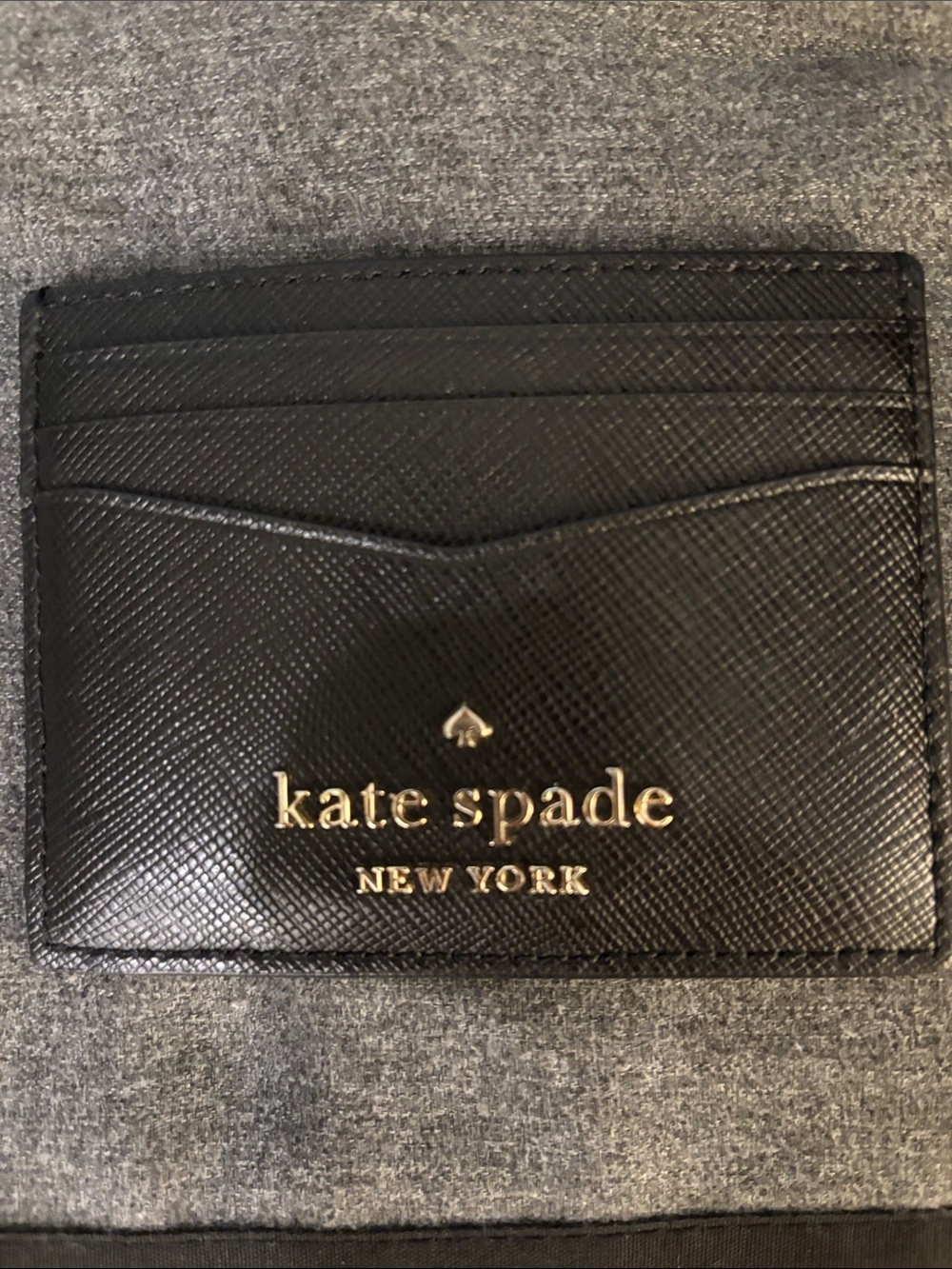 kate spade Black Leather Cardholder with Gold Logo